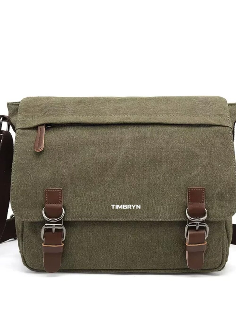 TIMBRYN Premium Canvas & Leather Messenger Bag  | Vintage Crossbody Satchel - Picture 16 of 16
